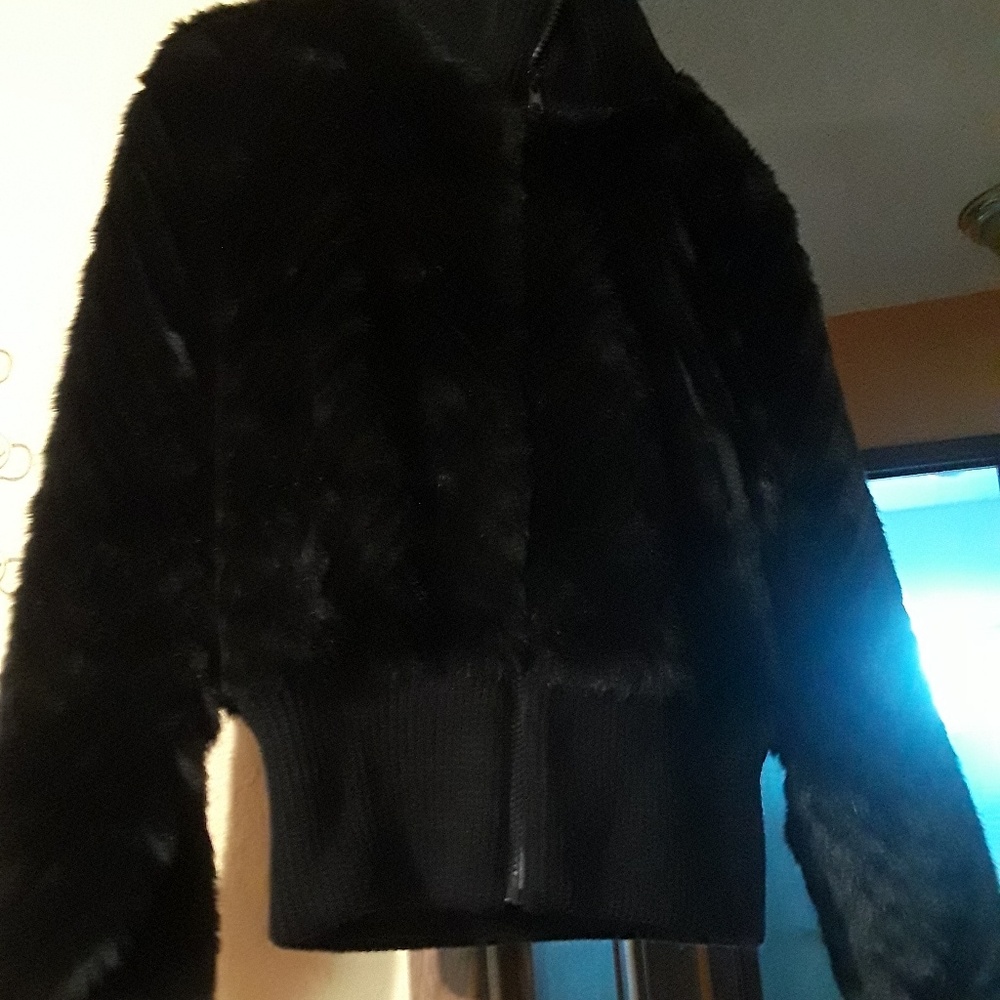 Black faux fur jacket